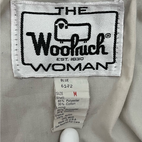 Vintage USA Woolrich Woman Blue Hooded Utility Jacket Medium Made in USA 90s - Picture 9 of 9